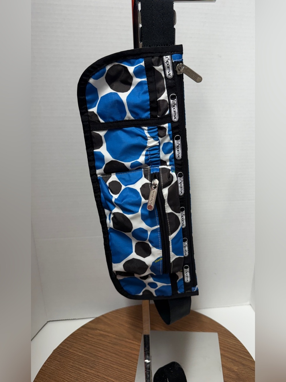 LeSportsac Blue & Black Geometric Dot Pattern Multipocket Organizer Fanny Bag